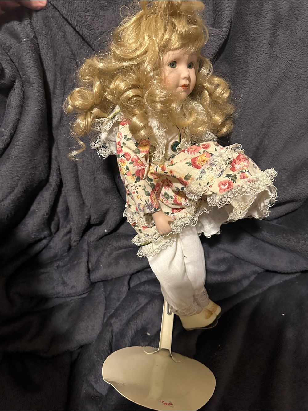 Girls Floral dress doll vintage doll retro with stand!!!